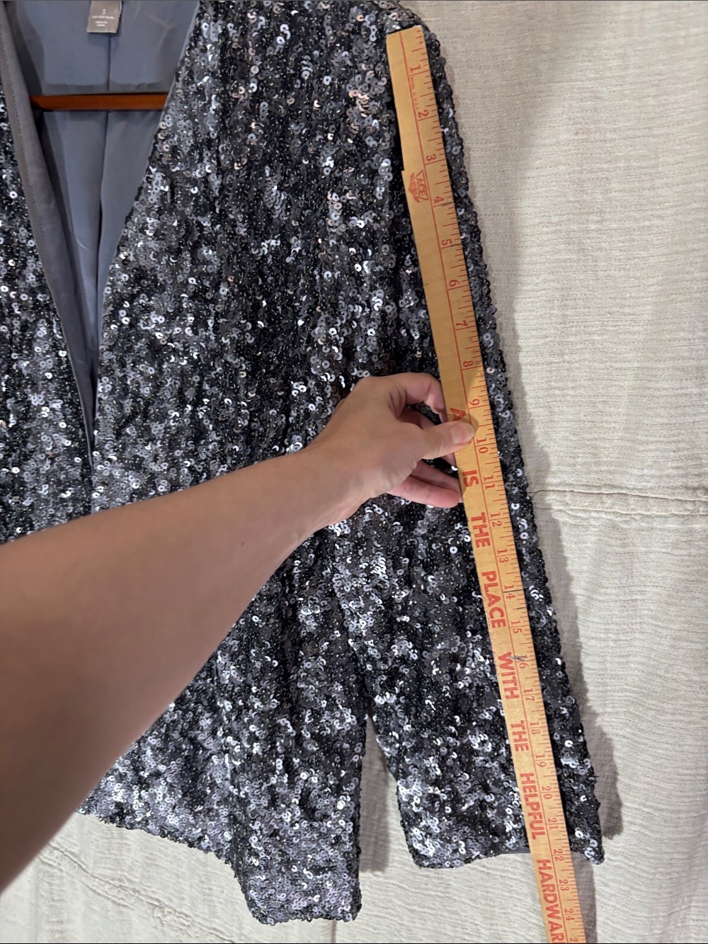 Chico's Travelers Silver Sequin Open Front Blazer Jacket Chico’s size 3 XL 16 - Picture 6 of 8